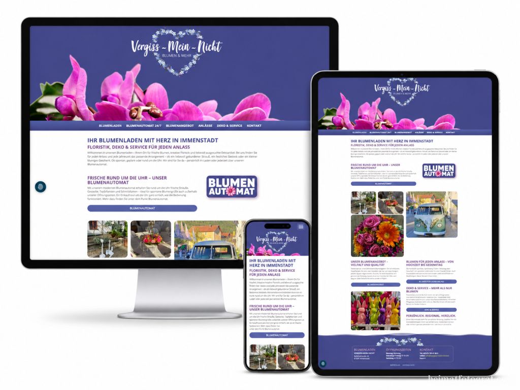 Webdesign für einen Blumenladen mit Blumenautomaten